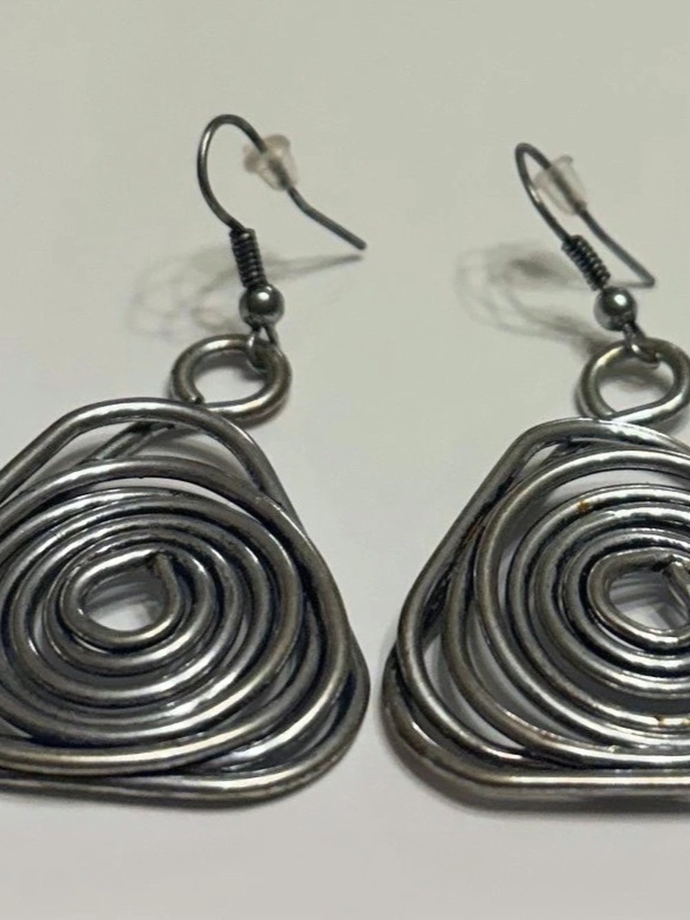Spiral Dangle Earrings in Gray Like New